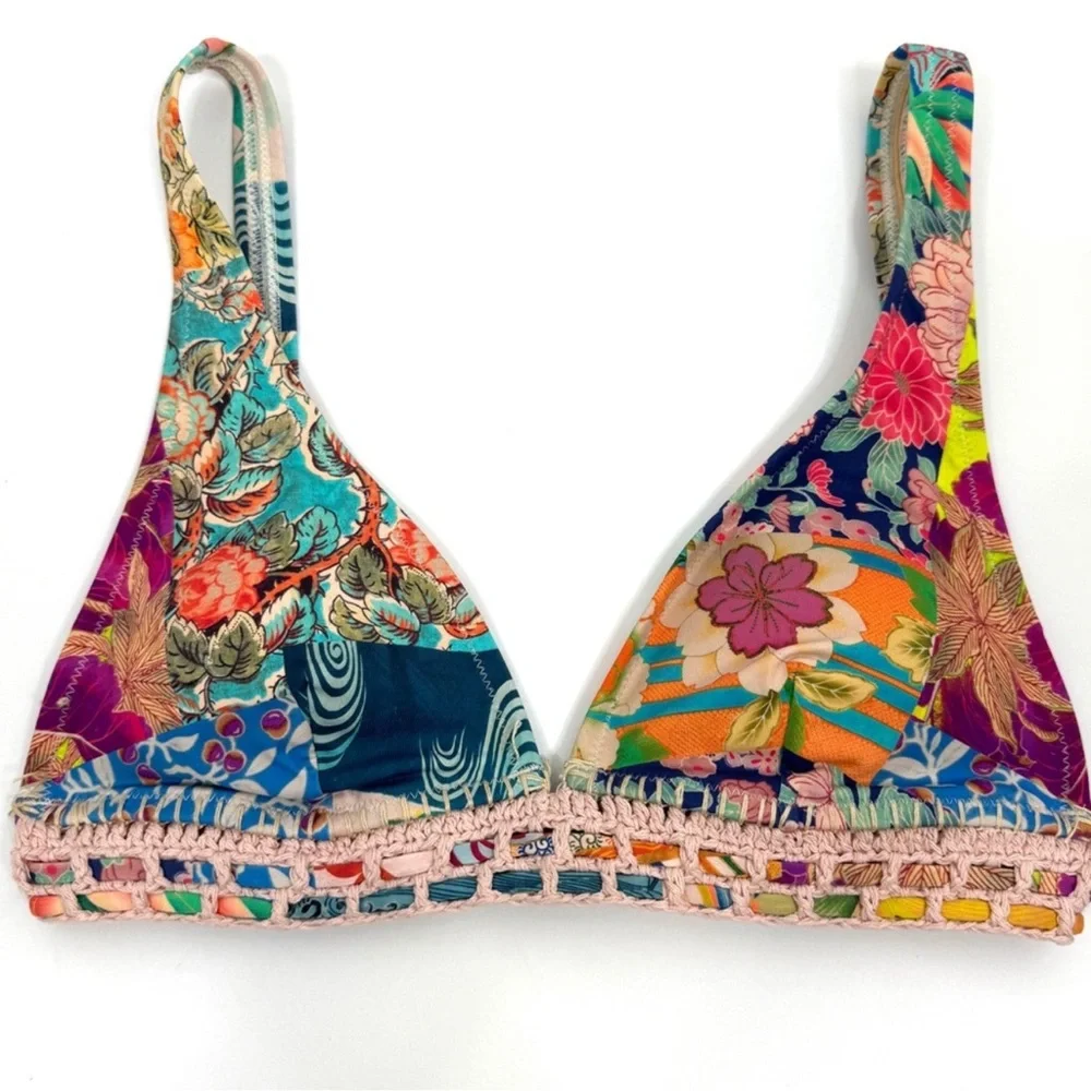 JOHNNY WAS Carribean Boho Bikini Top & Hipster Swimsuit Set NEW Size S